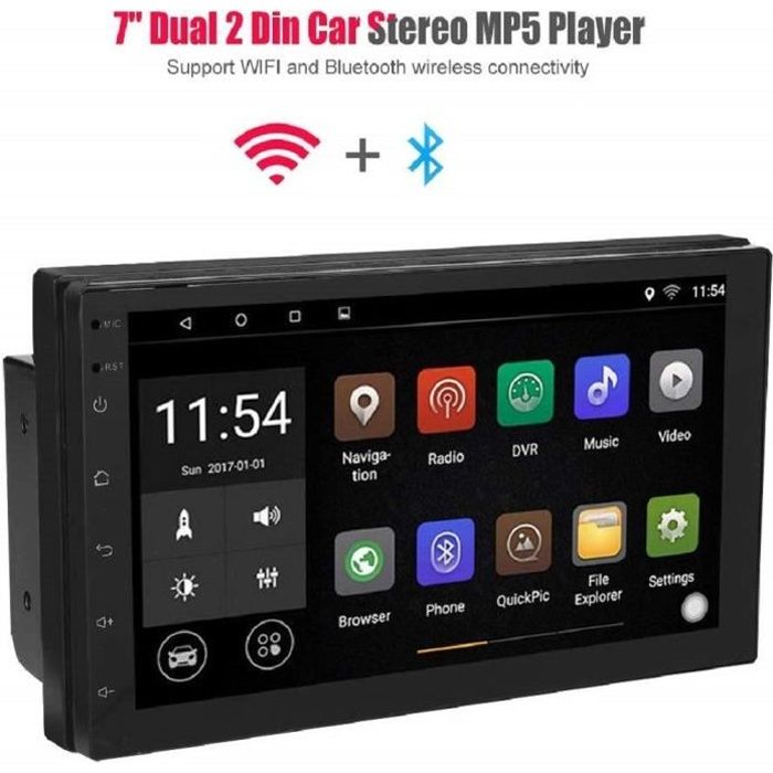 Autoradio Caméra de navigation GPS Voiture 7 -Écran Android 8.1 tactile Tactile Carte SD Radio FM Bluetooth Appels HD 1080p-9218S