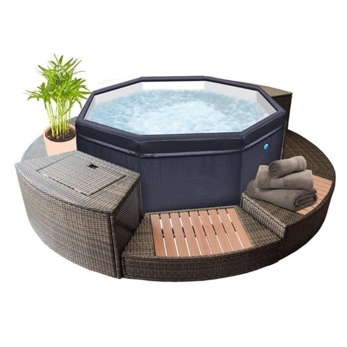 Spa semi-rigide octogonal Octopus NetSpa pour 4 à 6 personnes + mobilier 5 élements
