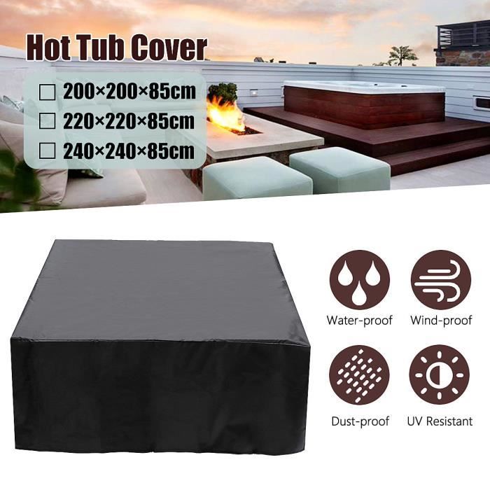 Jacuzzi SPA Extérieur Baignoire Couverture Housse Bache antipoussière220*220*85cm
