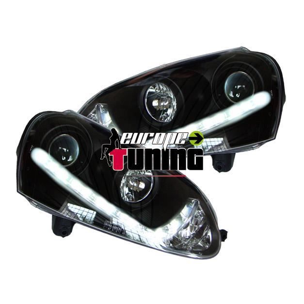 phares à LED diurnes, DragonLights, noir VW Golf 5, 03->> noir pour: Volkswagen Jetta II 03->>