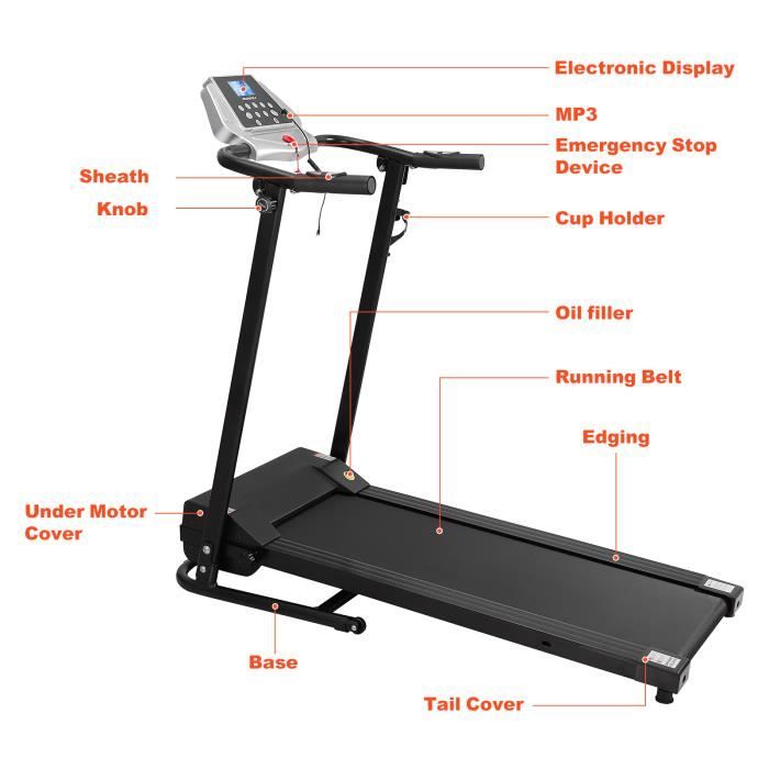 Tapis de course electrique - 12 programmes - pliable - 1-10 km/h