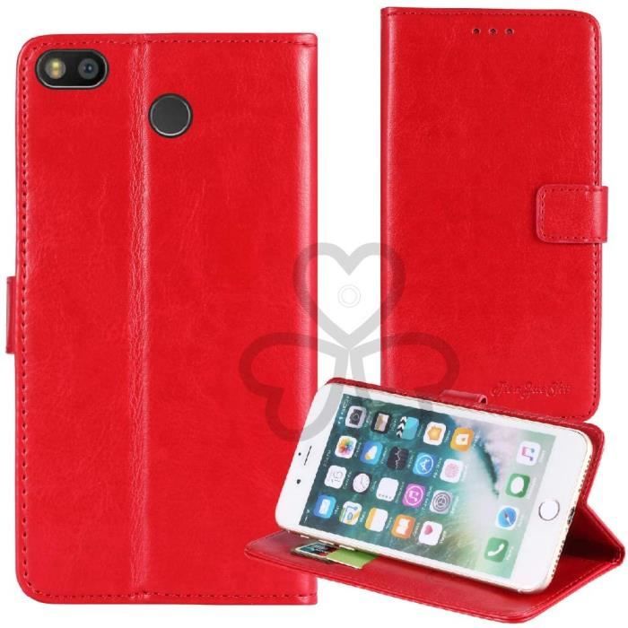 Rouge Flip Retro Support à Rabat Cuir Housse Coque Fairphone 3+ Plus 5.65 inch Étui Cas Couverture Protecteur Case PortefeuT