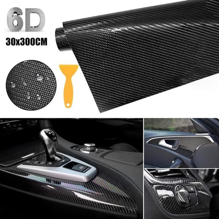 6D Film Carbone Voiture Film Autocollant Fibre de Étanche Film Covering Carbone pour Voiture,Ordinateur,Véhicule-Noir A267