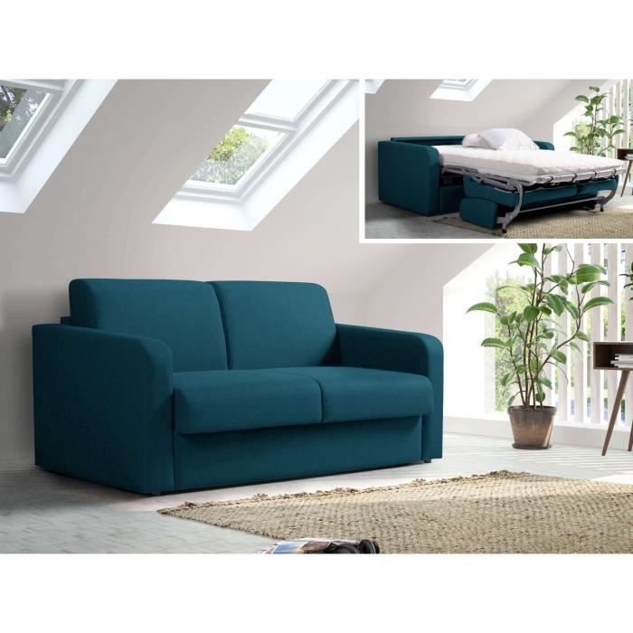 Malaga - Canapé 3 places convertible - ouverture express - couchage quotidien Couleur - Bleu canard