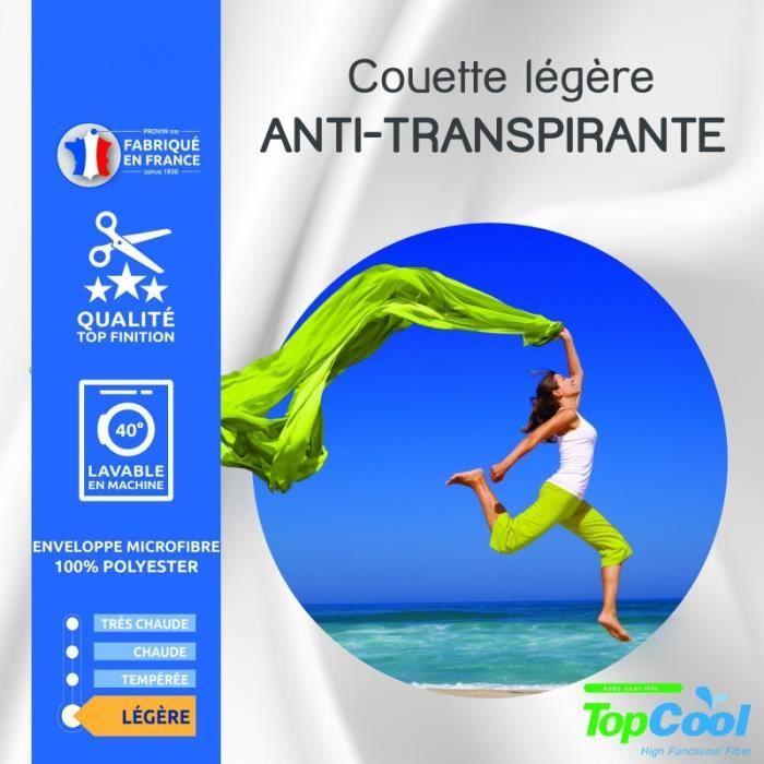 Couette legere anti transpirante 200 gr/m² 220 x 240 cm pour lit places