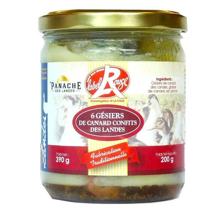 PANACHE DES LANDES 6 Gesiers de Canard Confits 200 g