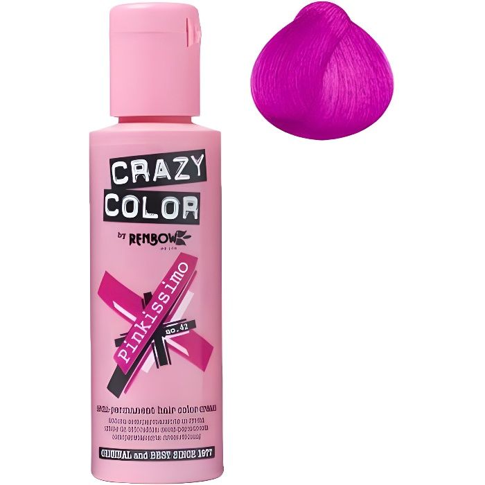 Coloration cheveux semi-permanente CRAZY COLOR PINKISSIMOPour un look FUN et des cheveux aux couleurs vives et originales !Les