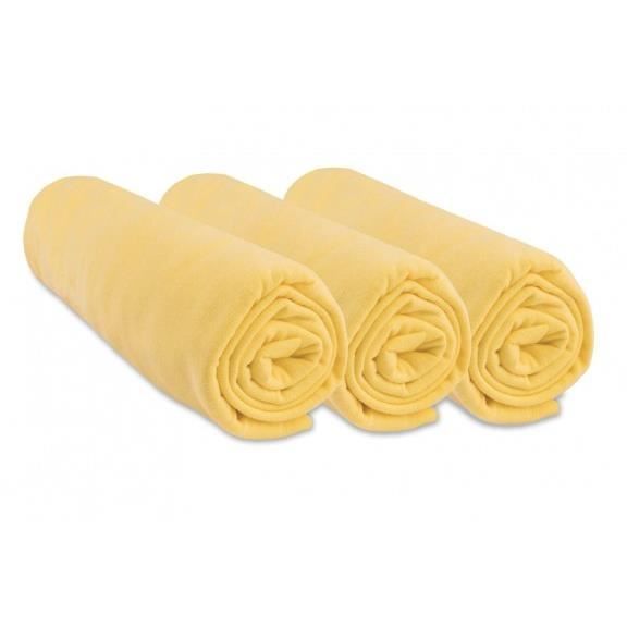 Lot de 3 Draps housse Jersey coton 40x80 Jaune