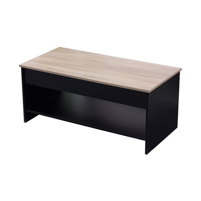 Table basse avec plateau relevable noire et bois HEDDA Noir