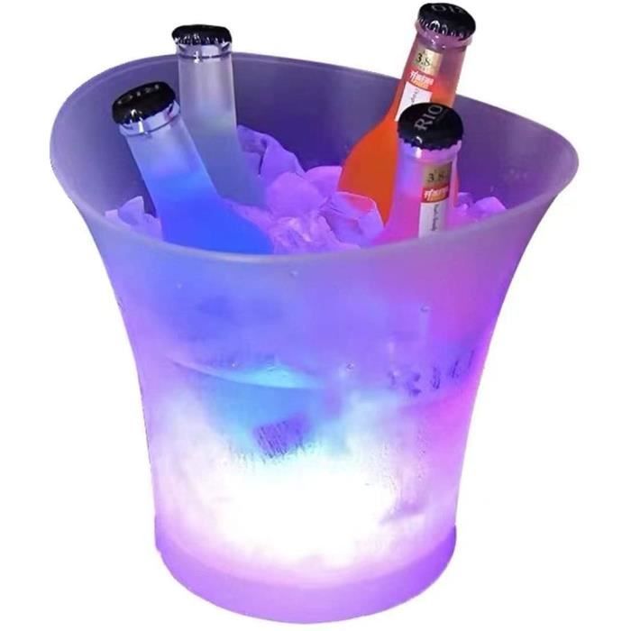 5L Seau à Glace Coloré à LED Avec Changement Automatique De Couleur Pour Champagne Vin Boissons Bière