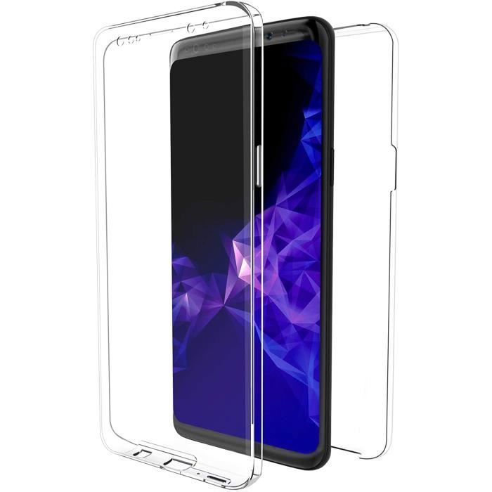 Coque Compatible avec Samsung Galaxy A10, 360 degrés Full Body Protection - Transparent Silicone Gel Case - Avant TPU et Arrière PC
