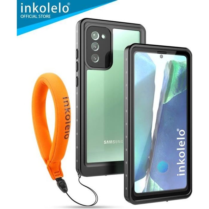 inkolelo Coque Étanche Samsung Galaxy Note 20 [Waterproof IP68] Imperméable Etui pour les sports nautiques ou sport l'extérieur Noir