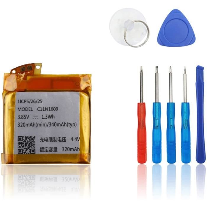 YUNIQUE FRANCE Batterie de remplacement compatible avec ASUS ZenWatch 3 (WI503Q) Smartwatch C11N1609 avec kit d’outils