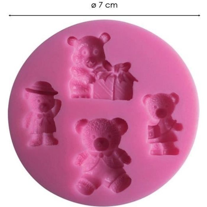 Moule silicone 3D Oursons pour pâte à sucre, cake design, décoration gateau...