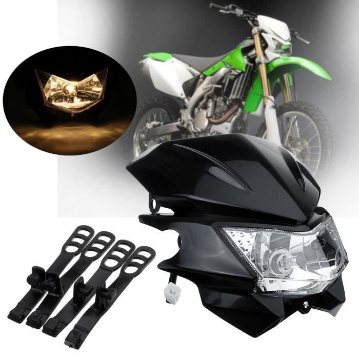 ROYAL-K Phare Moto Universel avec Sangles de Montage Pour Dual Sport YAMAHA Street Fighter Dirt Bike Noir