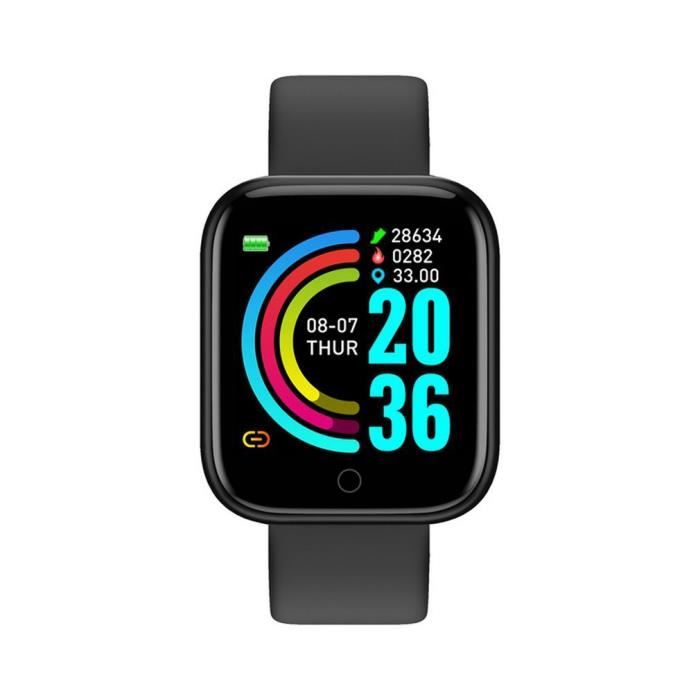 Montre intelligente de sport Hryfine App Plusieurs modes sportifs Étanche au quotidien Grand écran Noir