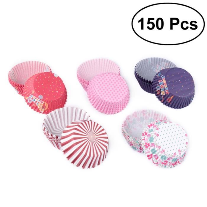 150 pièces / paquet tasses de cuisson en papier divers styles doublure de cupcake pour la décoration GATEAU PATISSIER