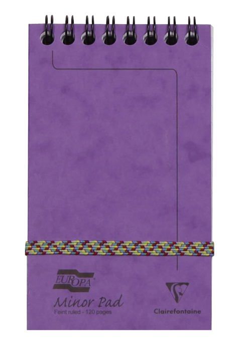 Clairefontaine Europa Notizblock – 7,6x18 Cm, 60 Blatt Liniert, Doppelspirale, Gummizug, Fuchsia