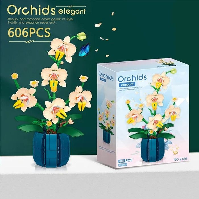 Set De Construction Orchidée DHINCHANSAIB – 1097 Pièces – Maquette Fleur à Monter – Cadeau Déco Durable