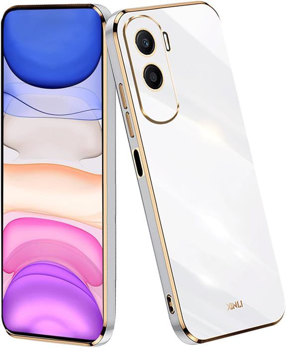 Coque pour Honor 90 Lite 5G, étui de téléphone TPU souple avec bord doré, housse de protection