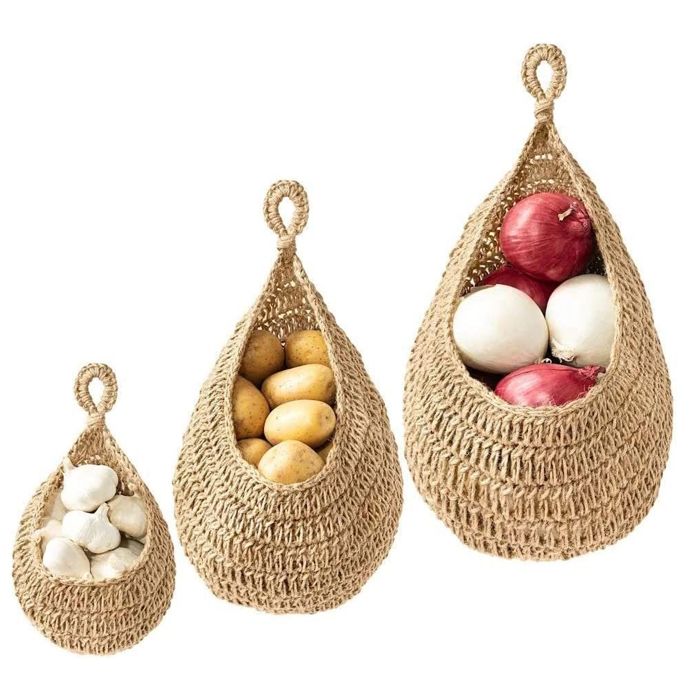 Paniers De Fruits Et Légumes Suspendus Au Mur, Corbeille De Fruits Ou De Légumes Tissée à