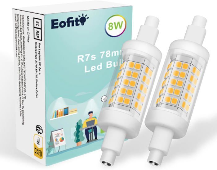 Ampoule R7s LED 78mm 8W Equivalent à 70W Halogène R7s Lampe Blanc Chaud ...
