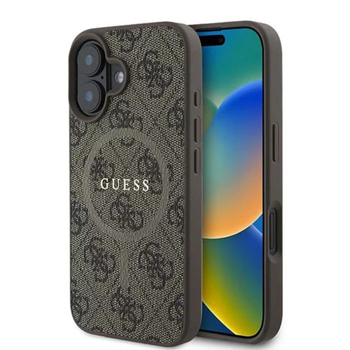 Coque pour iPhone 16 Guess 4G Ring Classic Classic Logo MagSafe GUHMP16SG4GFRW