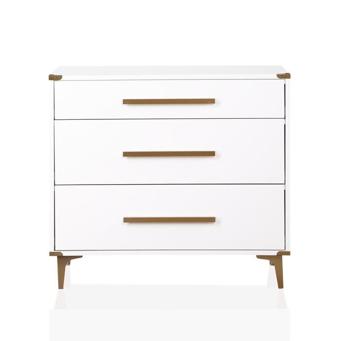 Karissa Commode avec 3 tiroirs en MDF blanc Karissa Commode avec 3 tiroirs en MDF blanc