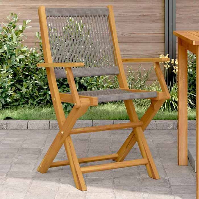 vidaXL Chaises de jardin lot de 2 bois dacacia et polypropylène siège de jardin assise extérieure chaise pliable 367667 - vue 7