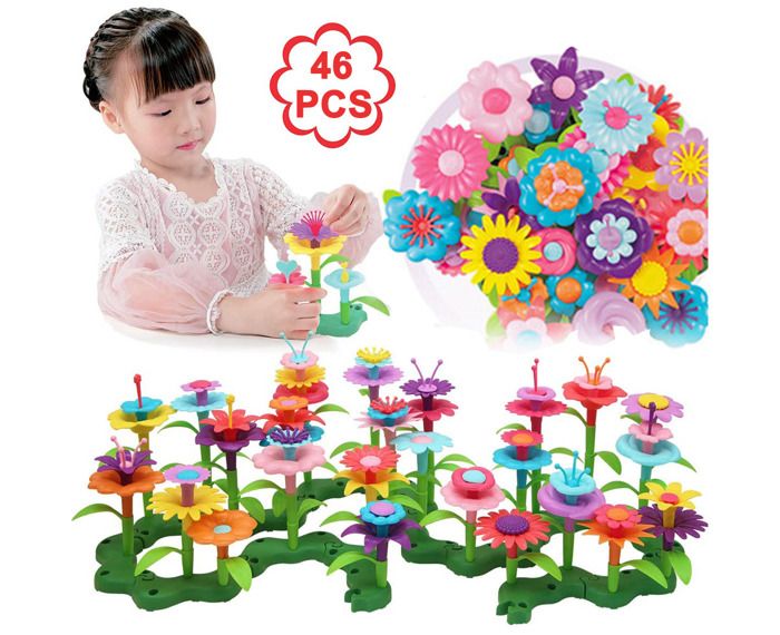 Ensemble de 46 jouets de construction de jardin de fleurs pour les tout-petits activités préscolaires et jeu de simulation de j