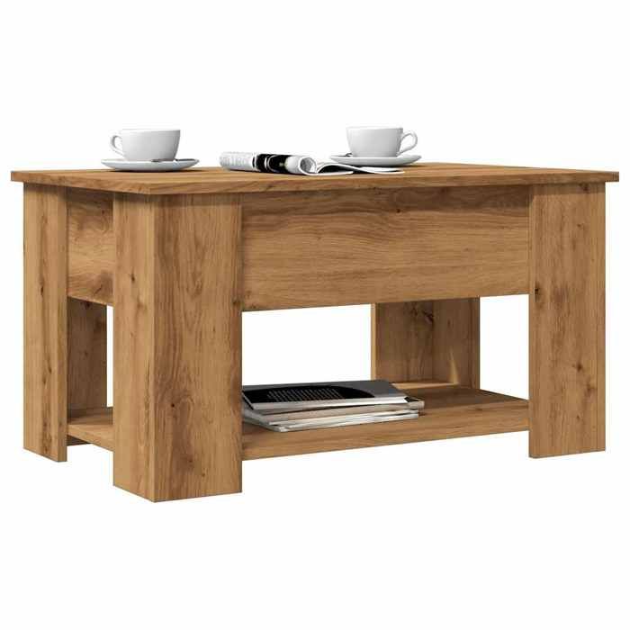 vidaXL Table basse chêne artisanal 79x49x41 cm bois dingénierie table basse à dessus relevable table dappoint 856929