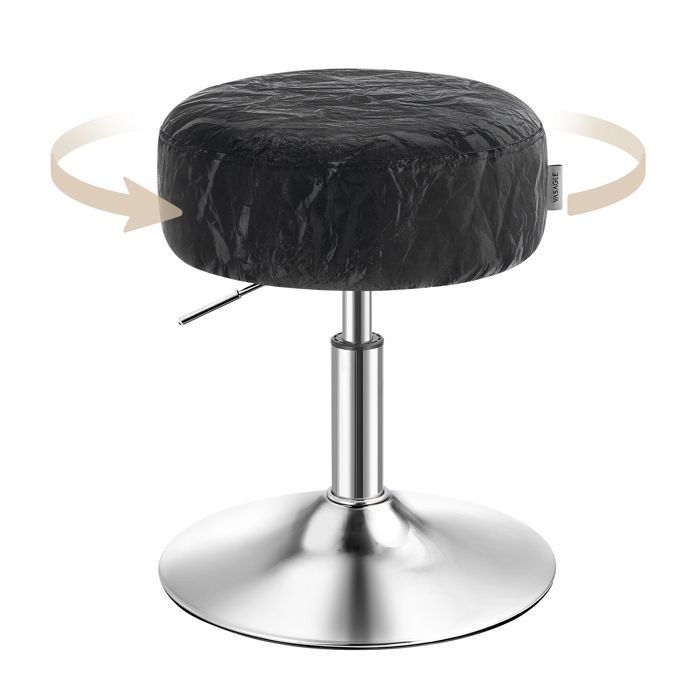 Tabouret de Maquillage Réglable en Hauteur Pivotant à 360 Degrés en PU Coussin Épais Moderne Noir dEncre