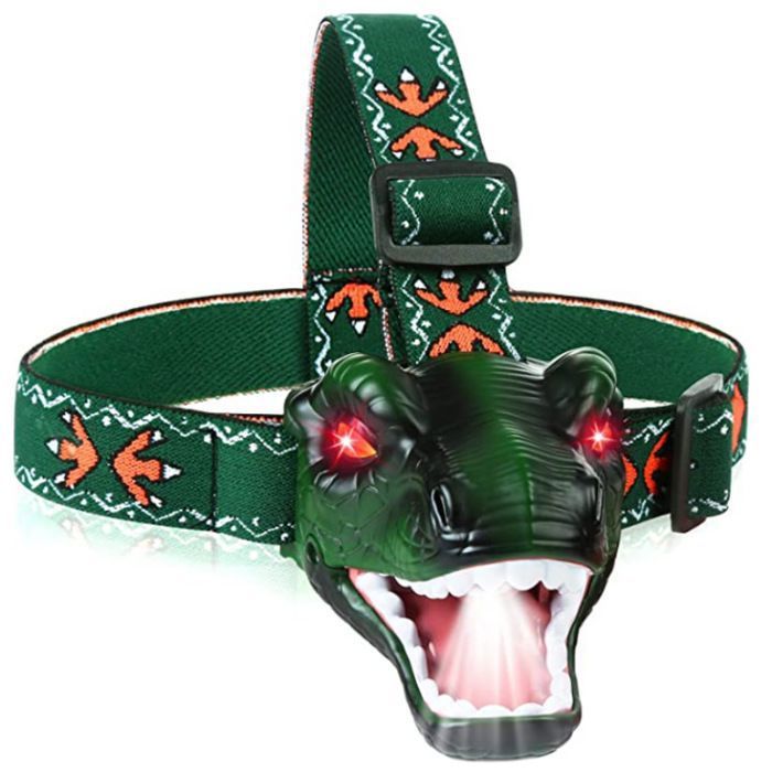 Lampe frontale dinosaure pour enfants lampe frontale T-Rex mini lampe frontale portable avec lampe de poche lumineuse Vert