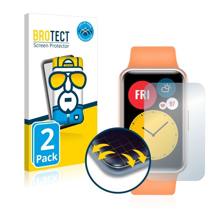 Protection Intégrale 3D Incurvé BROTECT pour Huawei Watch Fit 2 Pièces - Couverture Complète Film Protection Écran