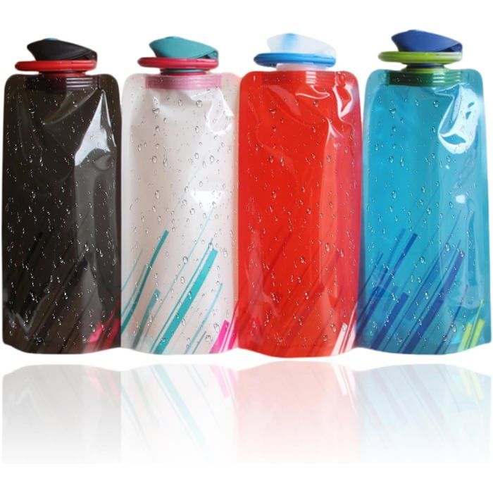 Gourde Pliable, 700ML Gourde Souple Pliable Lot De 4, Bouteille D'eau