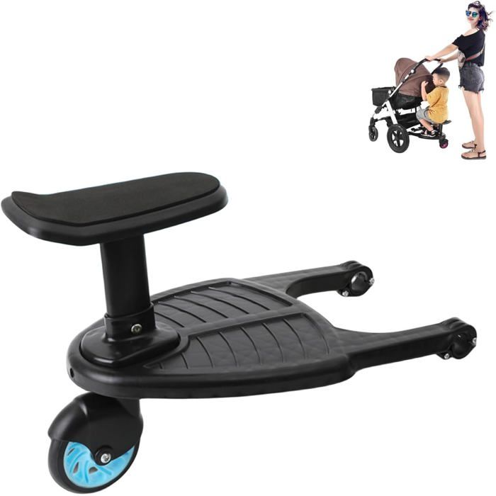 Poussette skateboard pour bébé facile à installer antidérapante roues rotatives à 360° capacité de charge jusquà 25 kg