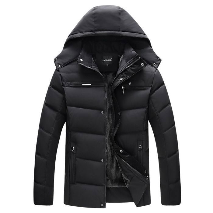 Doudoune Homme Hiver Doudoune Chaud avec Capuche Amovible Veste Décontractée pour Ski Patinage épais Confortable - Noir M-XXXL
