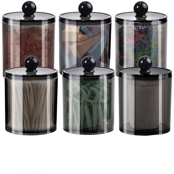 Lot de 6 bocaux distributeurs dapothicaire en plastique transparent