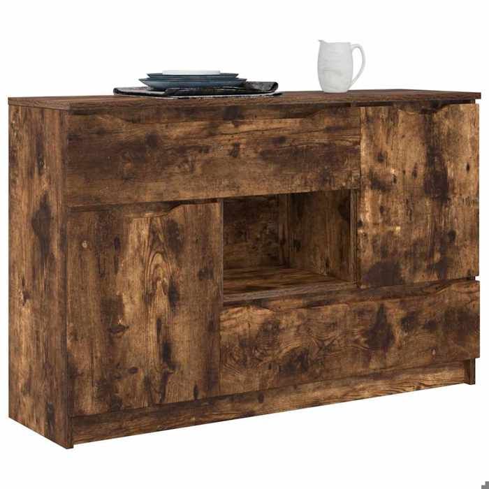 BEL-ACHAT* Buffet - Bahut Meuble Enfilade - Fonction daffichage avec tiroir Chêne fumé 100x30x65 6 Bois dingénierie Prom78580442