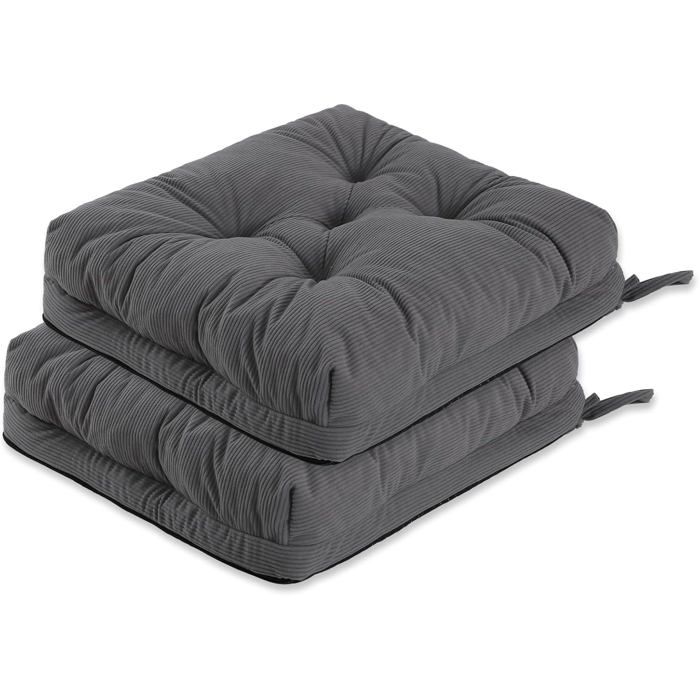 Lot De 2 Coussins Matelas Assise Dossier 2 En 1 Pour Chaise Gris Lot De 2 Coussins Matelas Assise Dossier 2 En 1 Pour Chaise Gris