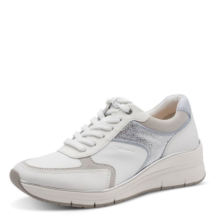 tamaris Basket Femme - TAMARIS - Blanc - Semelle Amovible - Lacets et Zip