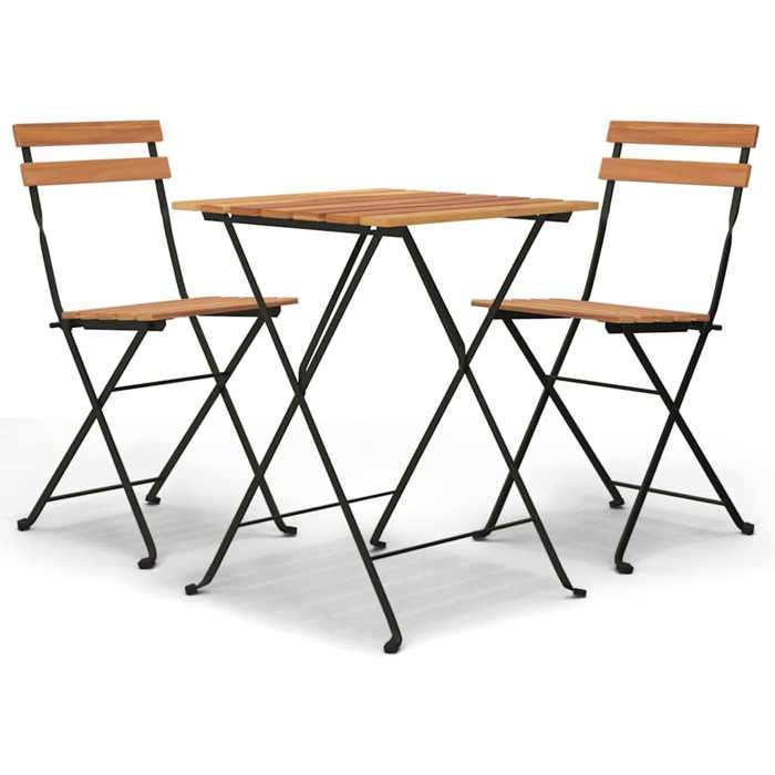 En PromotionMODERNE Ensemble de bistro pliable (3 pcs) - CLOUD - table de Jardin avec 2 chaises - Bois de teck massif et acier 236