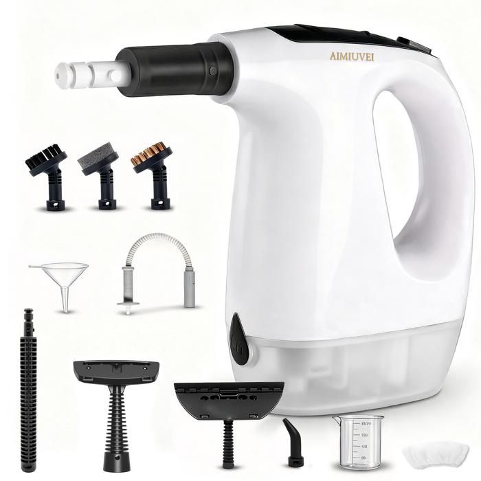 AIMIUVEI Nettoyeur Vapeur Prêt en 15 sec Nettoyeur Vapeur Main Portable 1500 W Pour Taches sur Vitres Canapé Voiture Cuisines