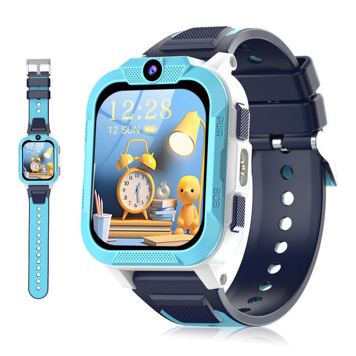 Blackview Z40 Pro Montre Connectée Enfants 185 Écran 850 mAh 4G Appels vidéo Lampe torche LED GPS Bouton dappel SOS Bleu
