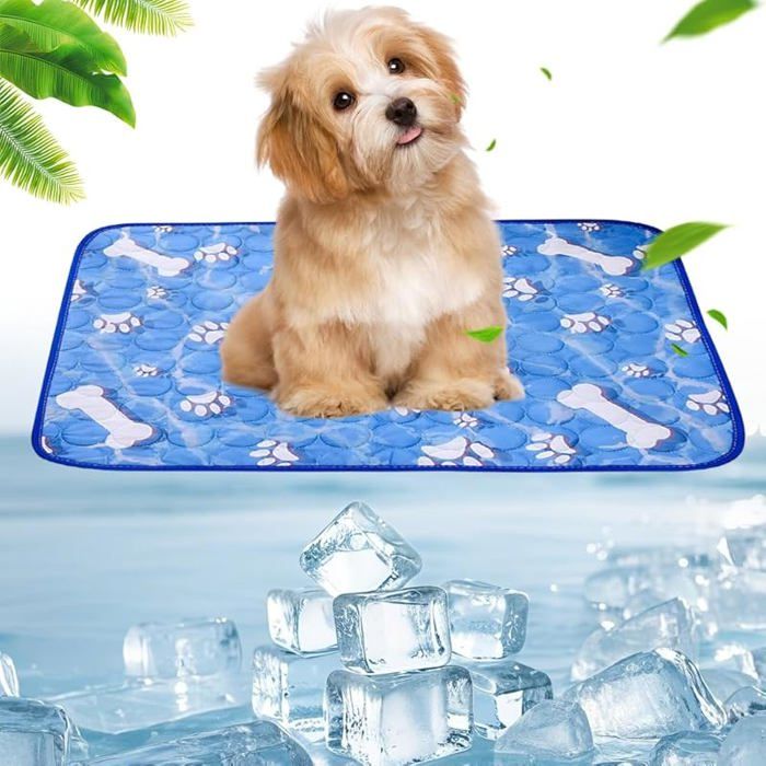 Tapis Rafraîchissant pour Chiens et Chats 100 * 70 cm Coussin de Tapis de Refroidissement pour Chien en Soie Glacée