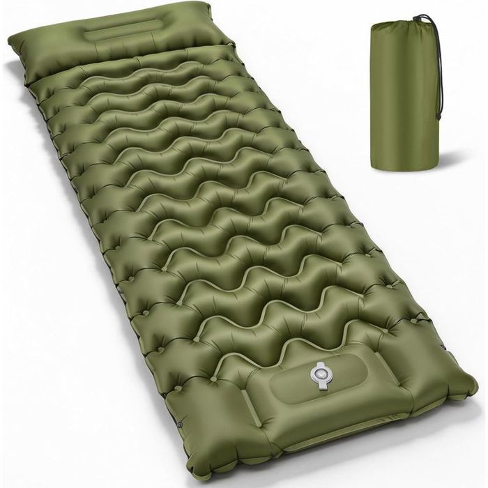 Matelas gonflable auto-gonflant avec sangles 360° tapis camping imperméable avec pompe pour voyage plage camping-car