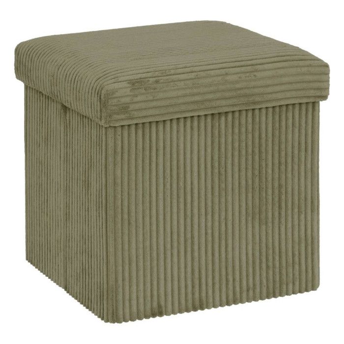 Pouf coffre pliable Arum velours côtelé Atmosphera - Kaki -