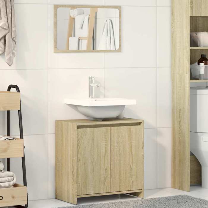 vidaXL Ensemble de Meubles de Salle de Bain 2 pcs Chêne Sonoma 60 x 45 cm en bois dingénierie avec 2 portes 17564