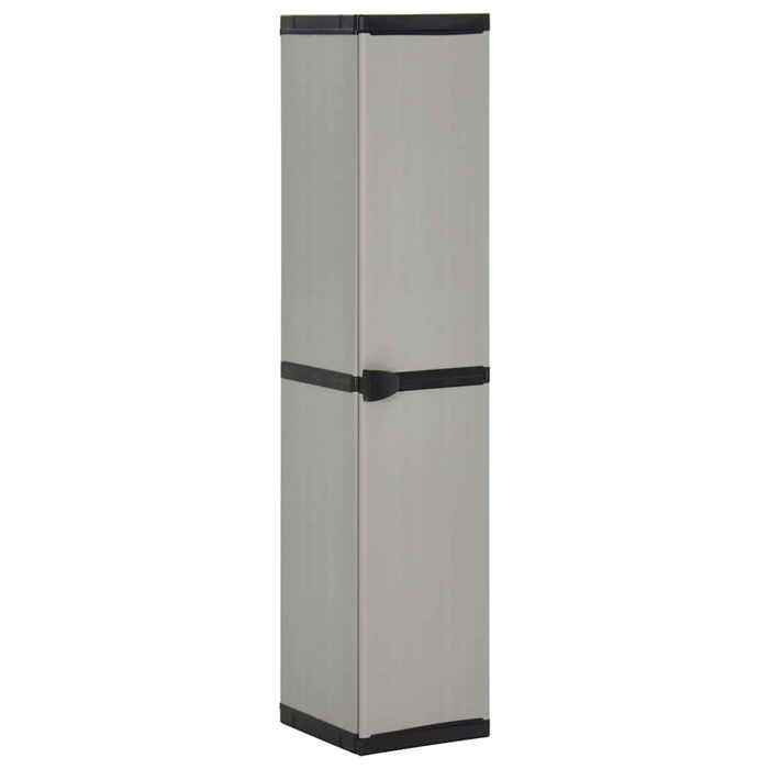 Gris Armoire de rangement de jardin 3 étagères Gris/noir 34x40x168cm - Meuble Rangement LV30695