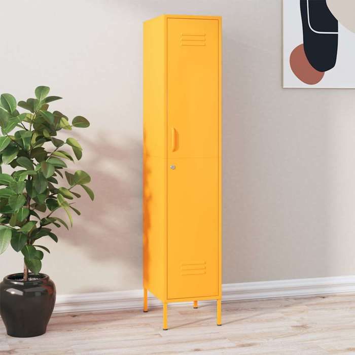 ELORAN Vestiaire Métallique - Armoire à casiers - Jaune moutarde - 35x46x180 cm - Acier 48230